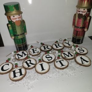 Merry Christmas ornament display.